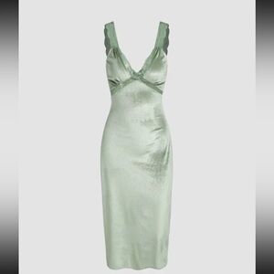 Cider Green Velvet Cutout Dress